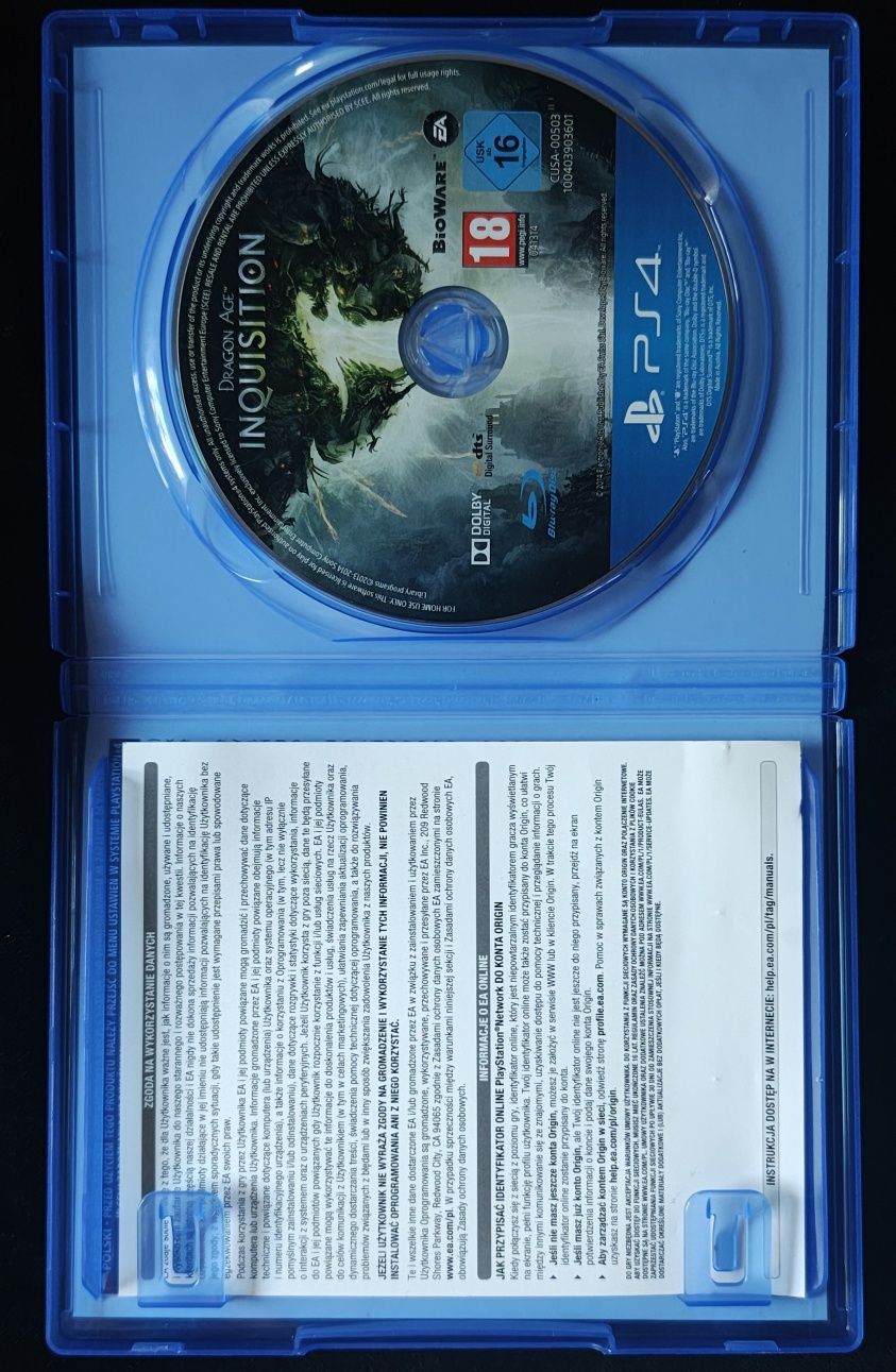 Dragon Age Inkwizycja PL PS4 i PS5 po polsku Komplet w BDB stanie
