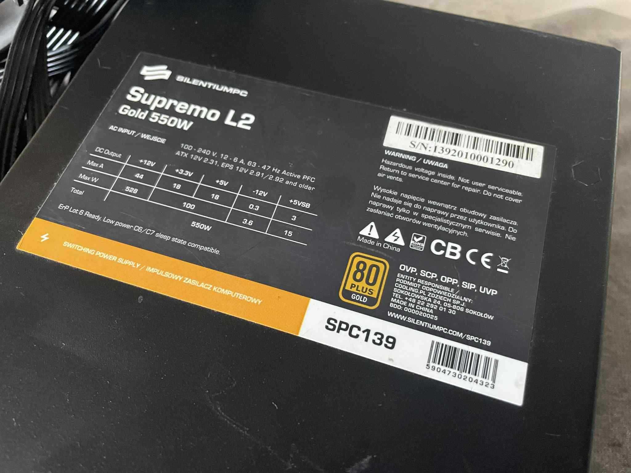 Zasilacz komputerowy komputer SilentiumPC Supremo L2 550W 80Plus Gold