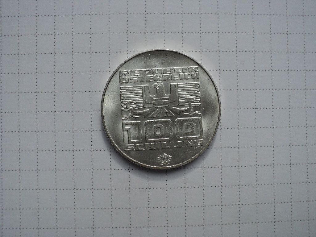 Austria 100 szylingów 1975 (1976), srebrna moneta AG
