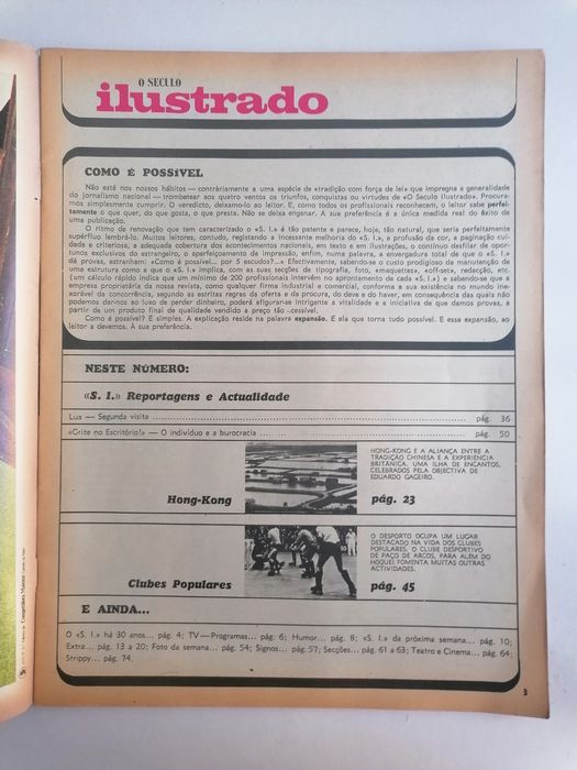Revista ilustrada O Século, n ° 1663 edição de 1969.
