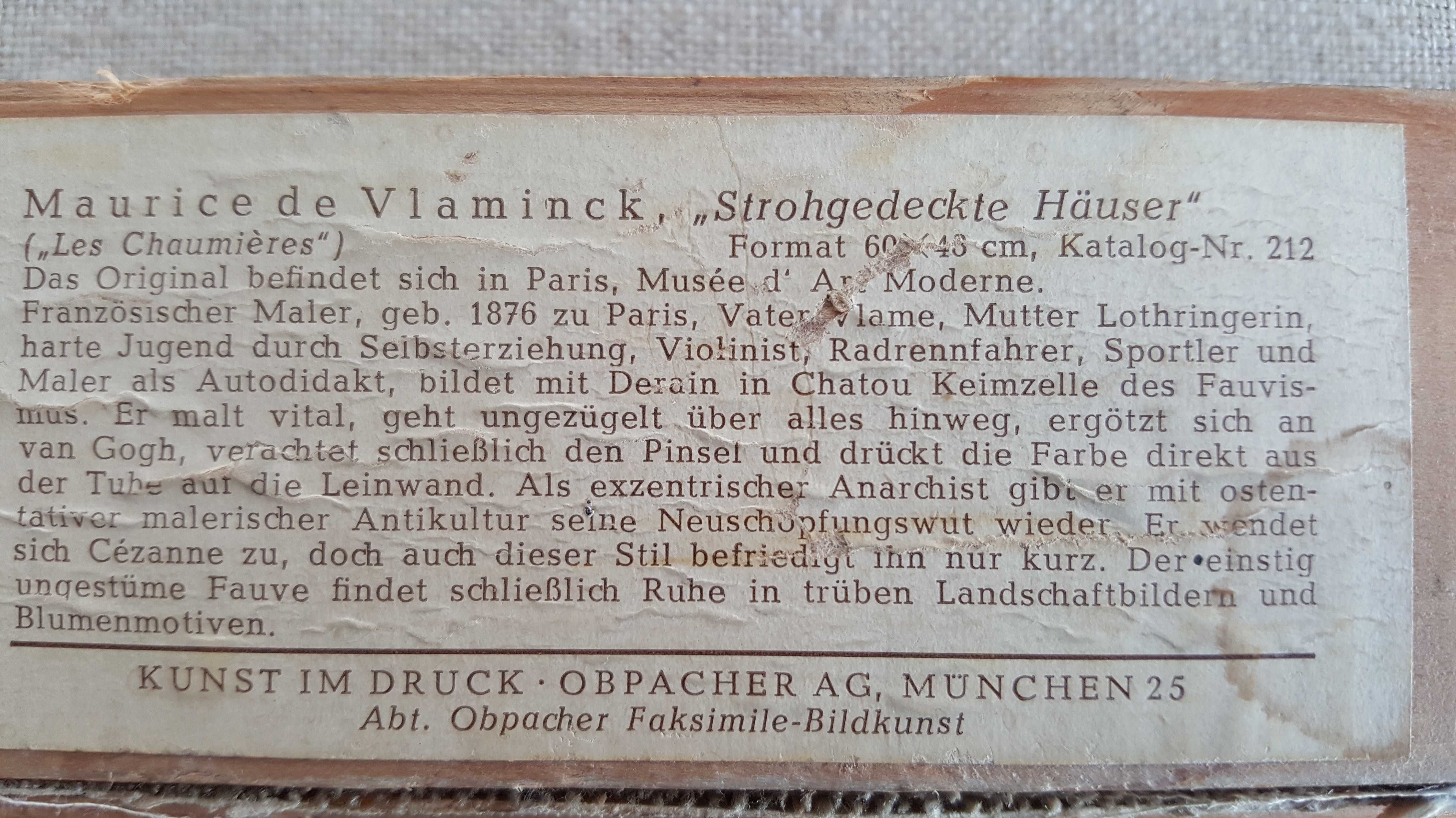 Maurice de Vlaminck Obraz Olejny " Kryte strzechą domki przy drodze "
