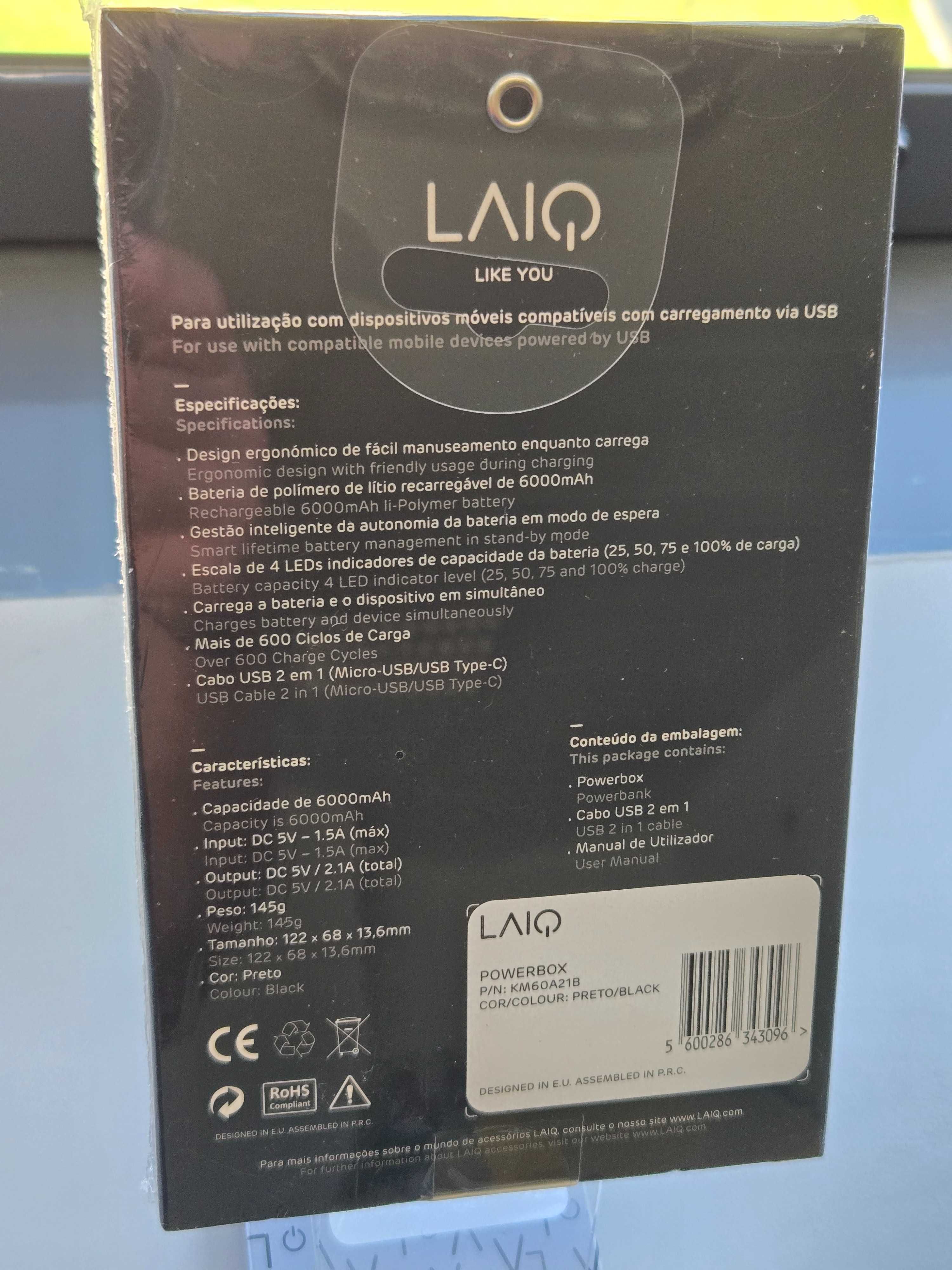 Power Bank de 6000 mHA em caixa selada