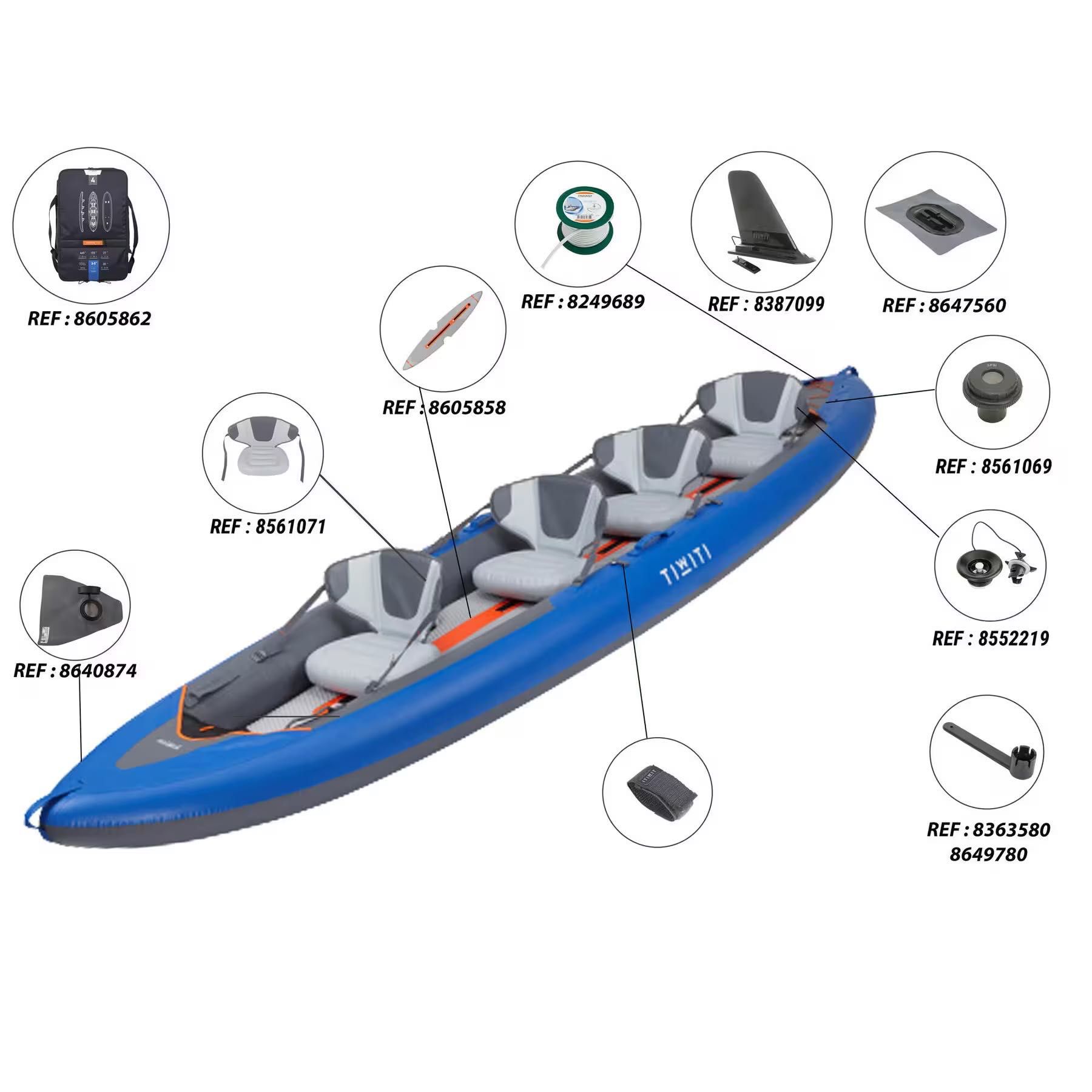 Kit Canoa Kayak Insuflável 4 Pax Fundo Alta Pressão X100+