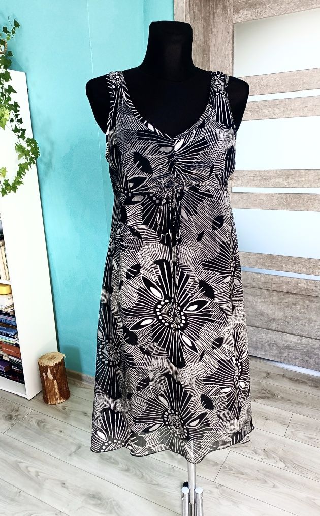 Mgiełka z podszewką regulowana sukienka Boho Hippie slow scandi