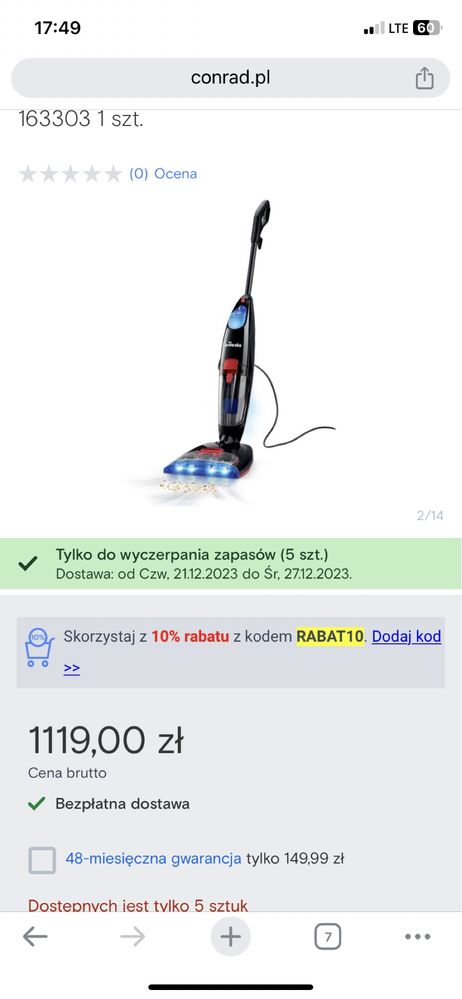 Mop odkurzacz stojacy pioracy na mokro vileda jet clean