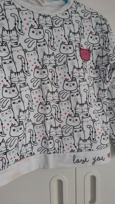 Bluza cocodrillo dla dziewczynki kotki piękny print roz. 122