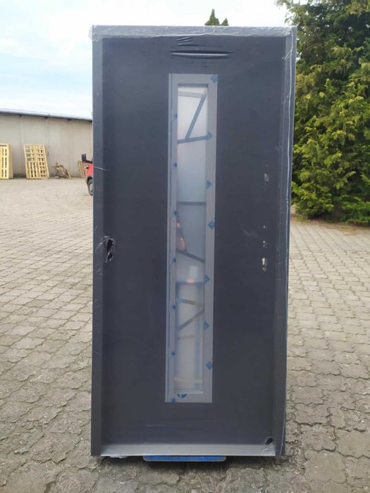 Powystawowe drzwi zewnętrzne WIKĘD PREMIUM antracyt srebrny PRAWE FV