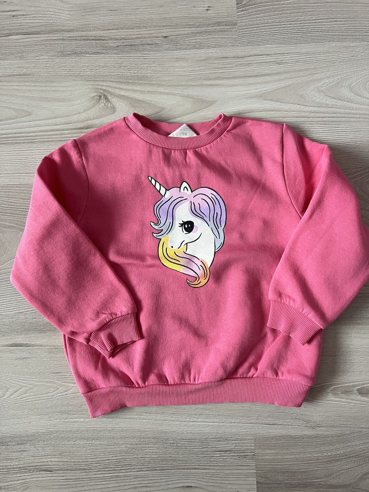 H&M bluza różowa Unicorn jak nowa 110 / 116