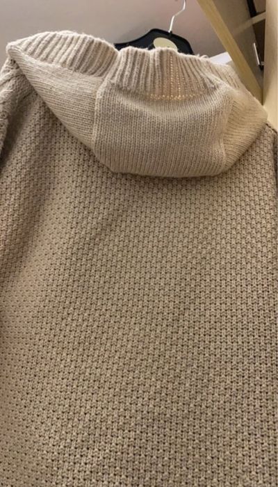 Sweter meski cieply z kapturem l