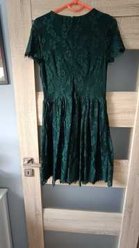 Koronkowa sukienka Mohito 36 andrzejki butelkowa zieleń