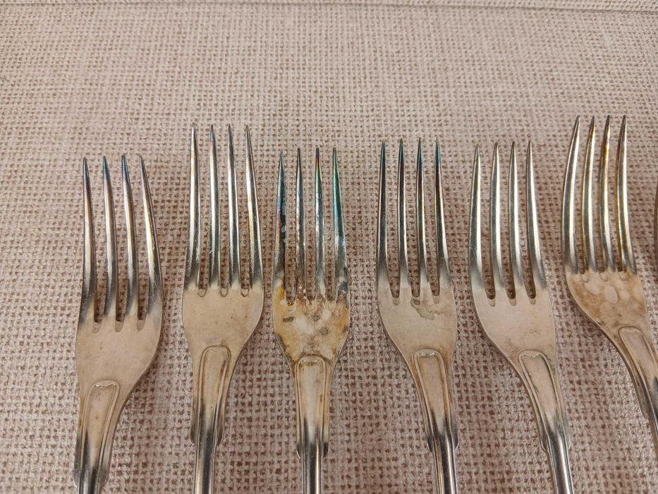 Zestaw 12 widelców Prima NS ALP Szwecja Posrebrzane 19 cm Inicjał H