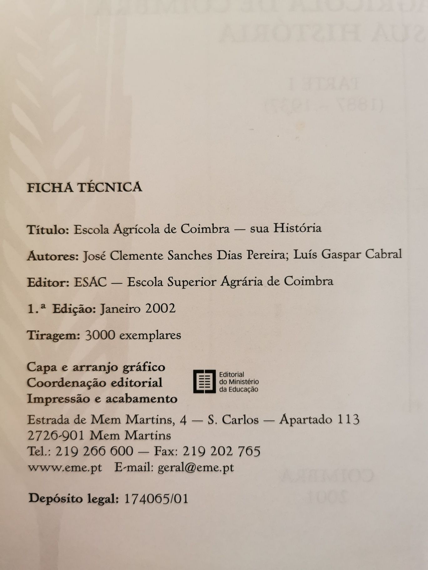 Livro Escola Agrária de Coimbra - Sua História
