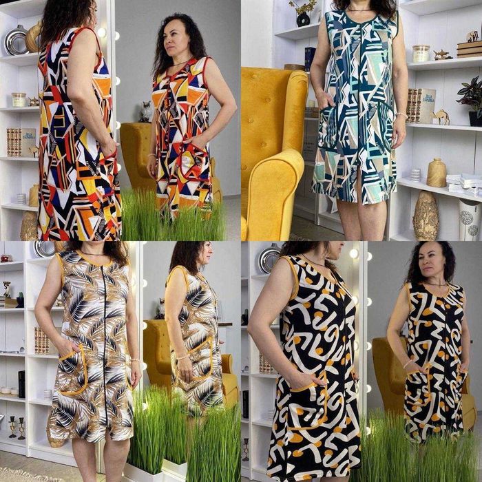 Якісний бавовняний халат на блискавці 44-64