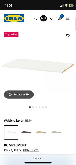 Pax półka 100 x 58 biała