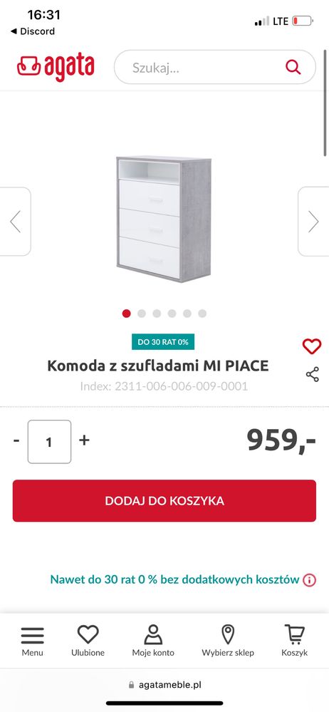 komoda z szufladami Mi Piace