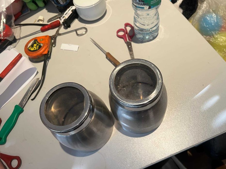 Pojemniki metalowe na kawę, cukier, herbatę (3 sztuki)