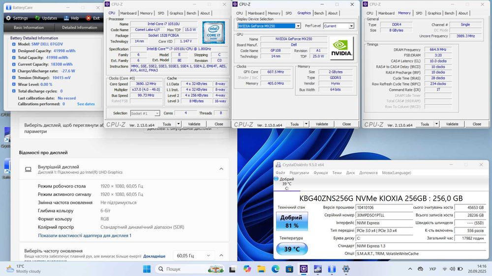 Dell Vostro 5590 Intel Core i7-10510U 16GB RAM 256GB SSD Nvidia MX 250
