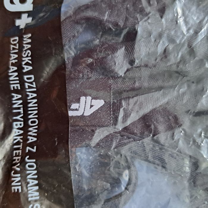 Maska dzianinowa z jonami srebra, maseczka, 4F, one size, czarna