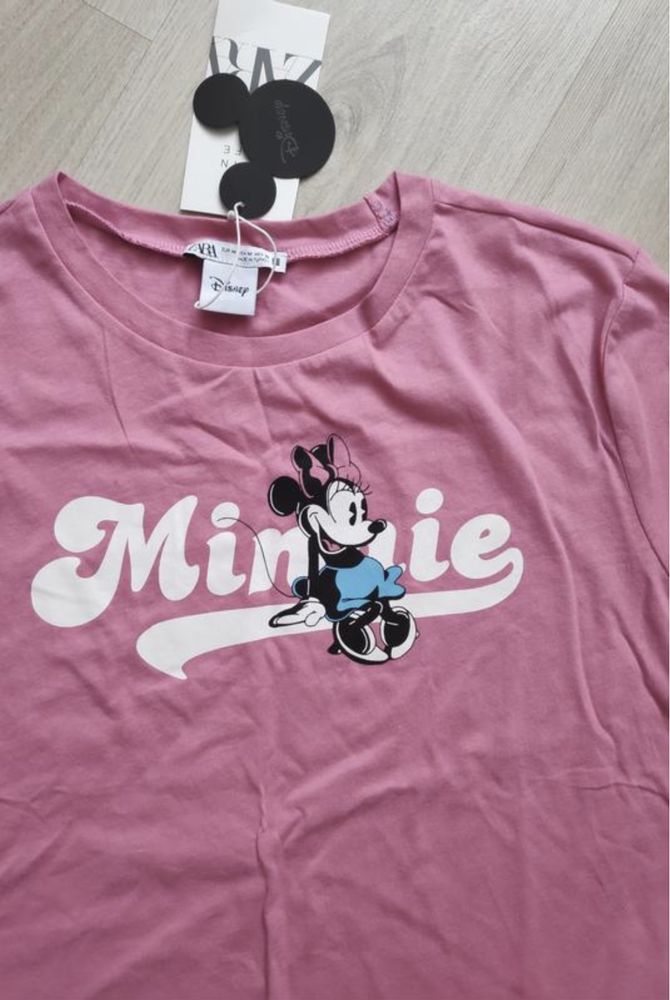 Футболка ZARA Minnie Disney Дисней розовая пудра Зара М 38