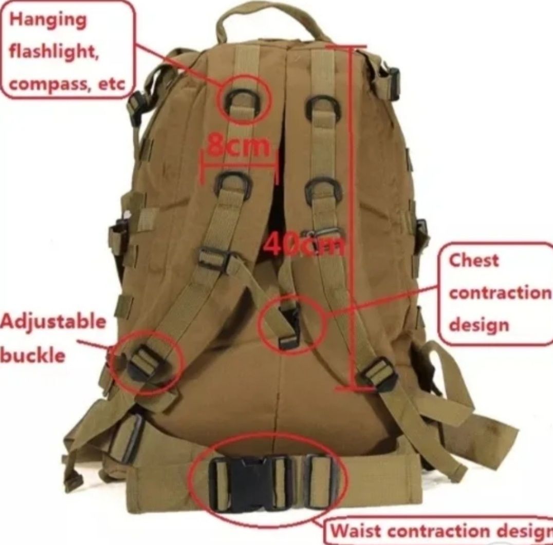 Mochilas tática, preta 50lt