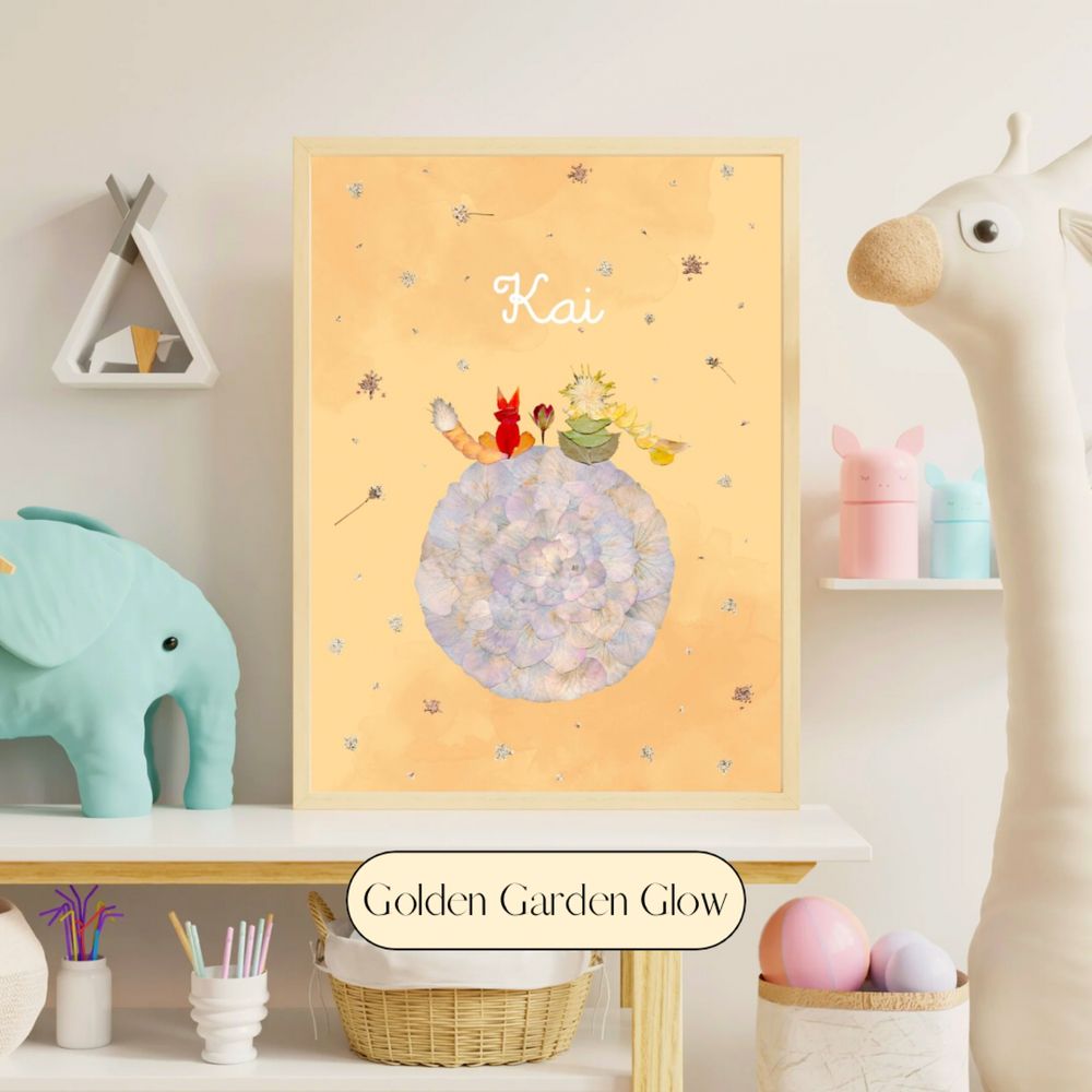Quadro infantil presonalizado com nome - O Principezinho - Arte floral