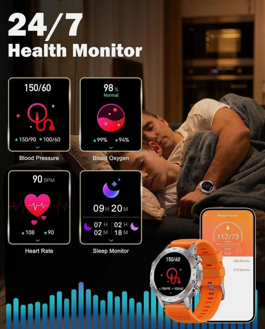 MEGALITH K52 Smart Watch Men Fitness: 106+ Sportowy