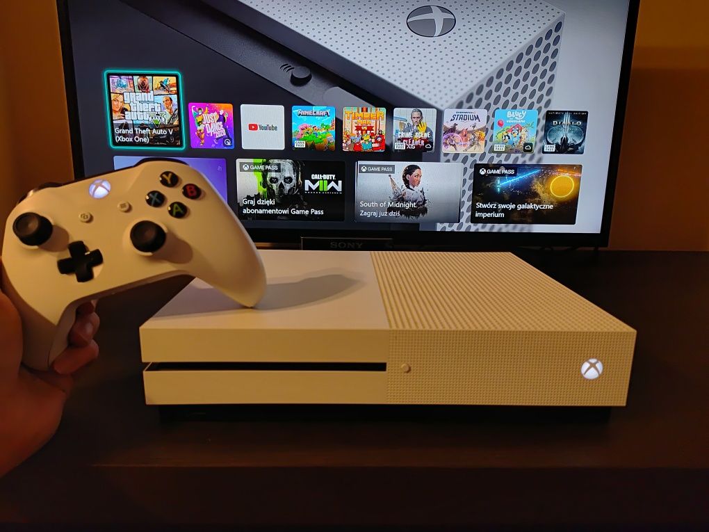 Konsola Xbox ONE S 1TB JAK NOWY Zestaw pad kable pudełko