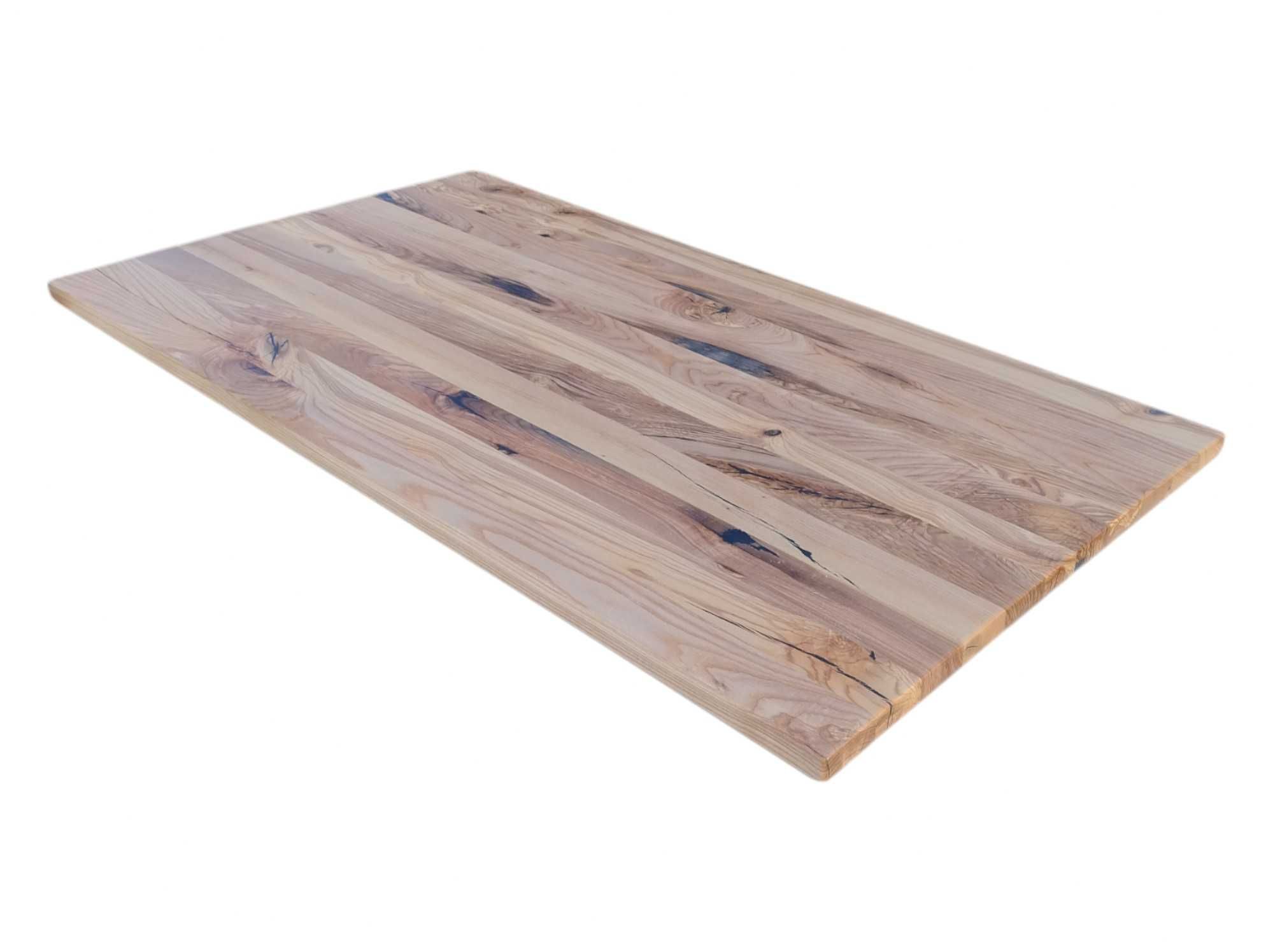 Blat z Litego Drewna Jesion Rustykalny 119x62x2,6cm Gotowy Olejowany