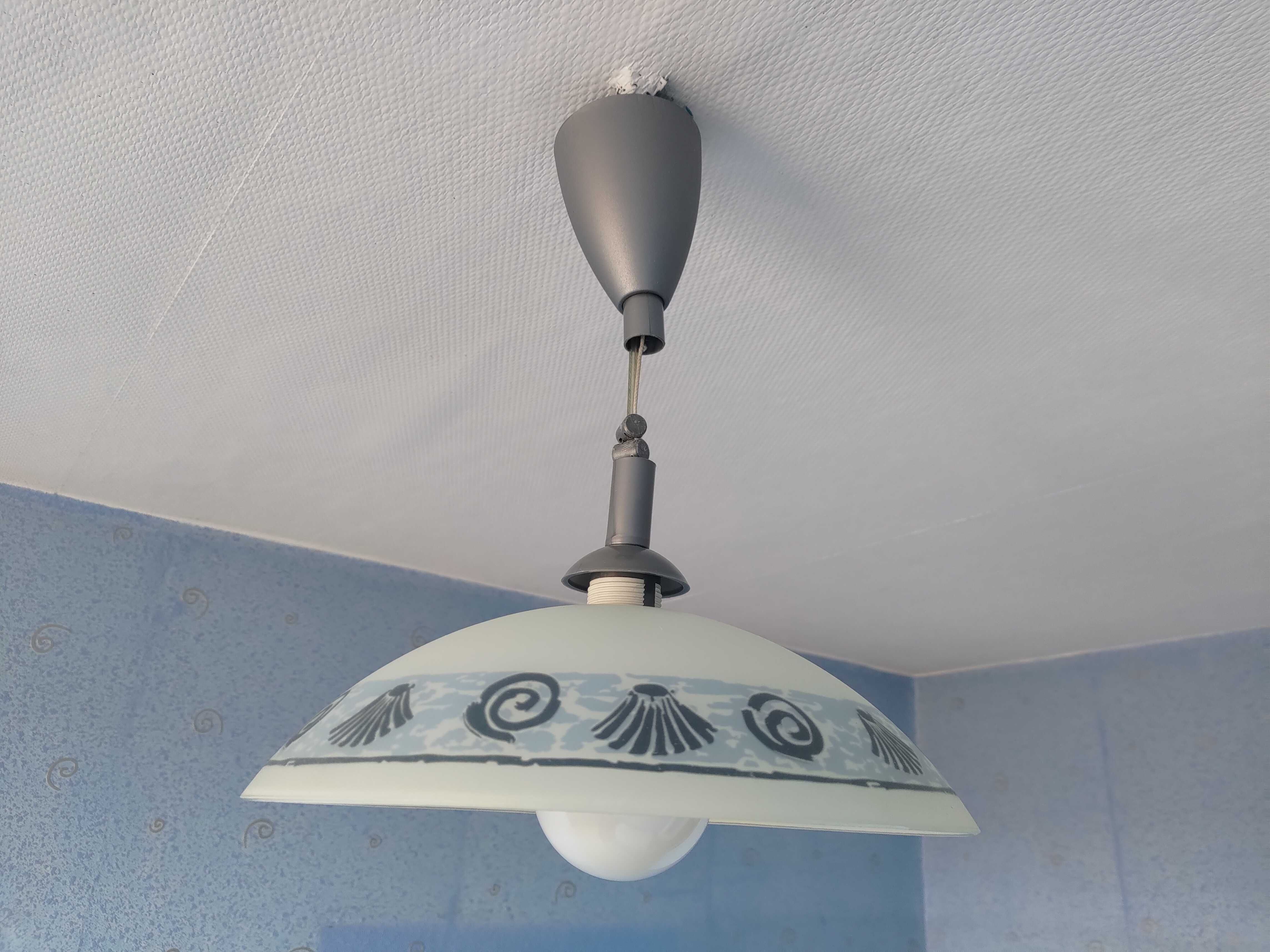 Lampa wisząca sufitowa biało-niebieska żyrandol
