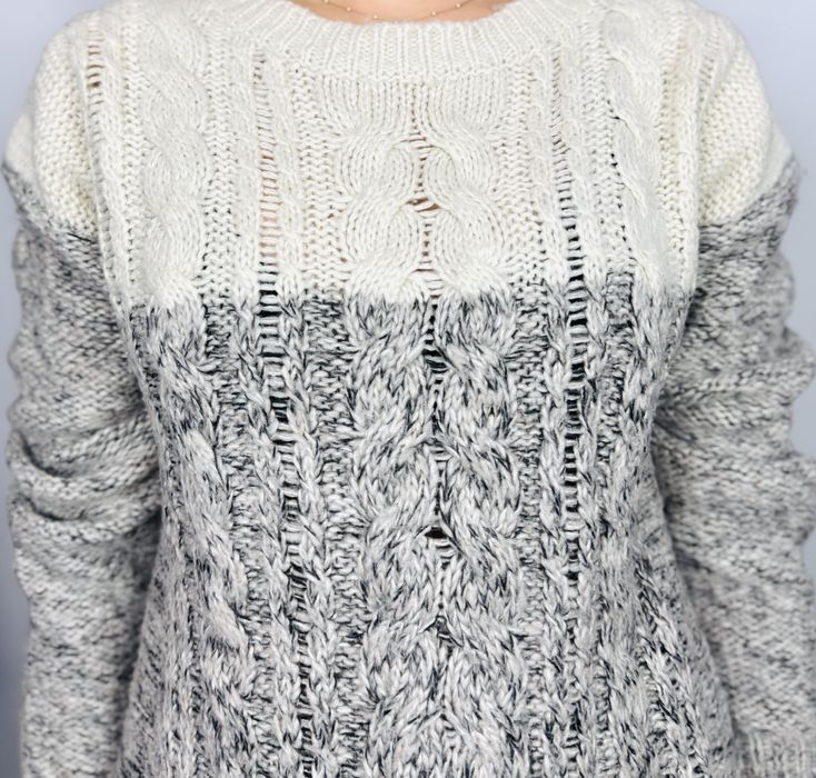 Sweter sukienkowy ombre z warkoczami XL 42 TU