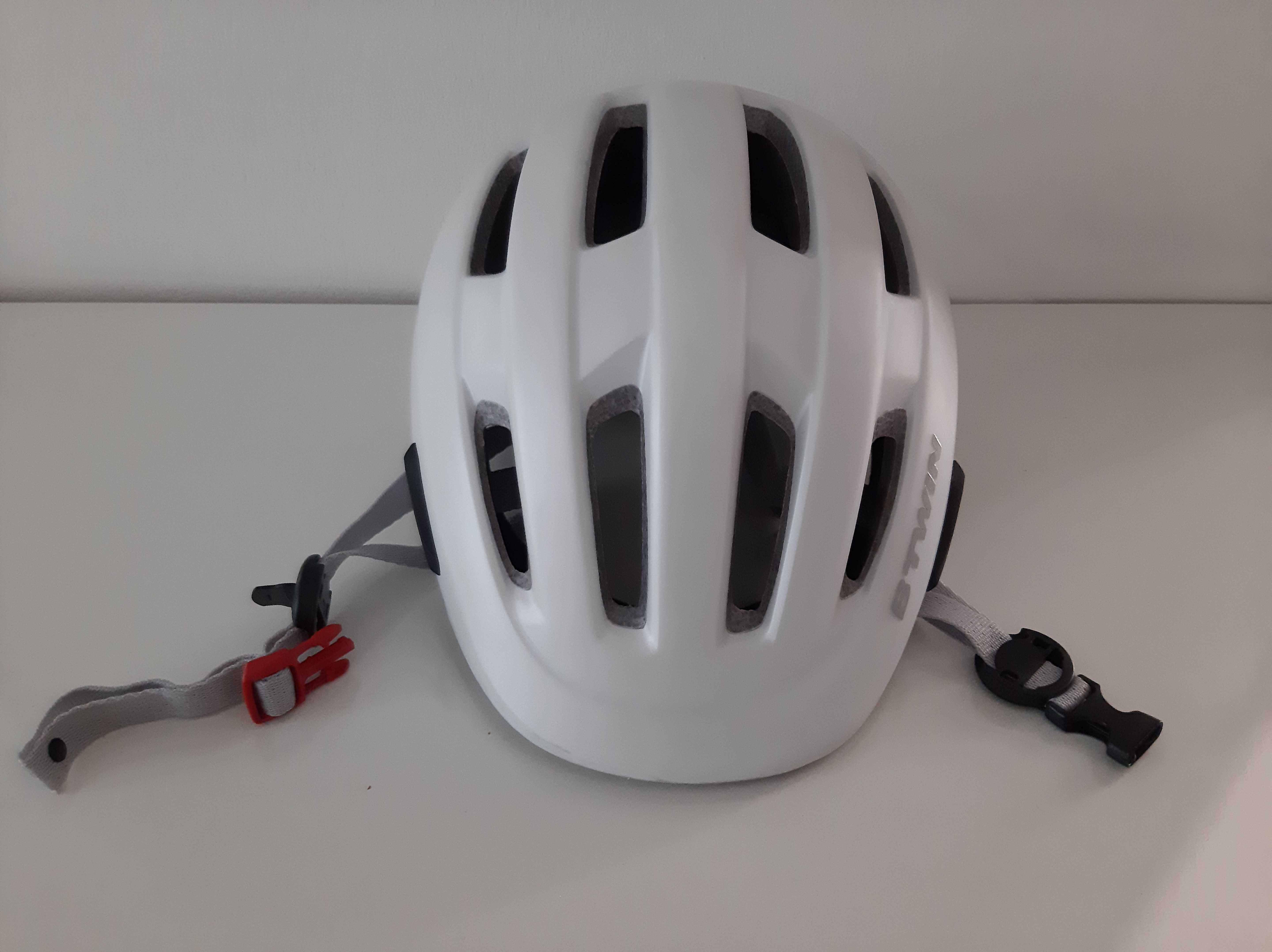 Capacete bicicleta branco com detalhes em cinza claro 53-58cm