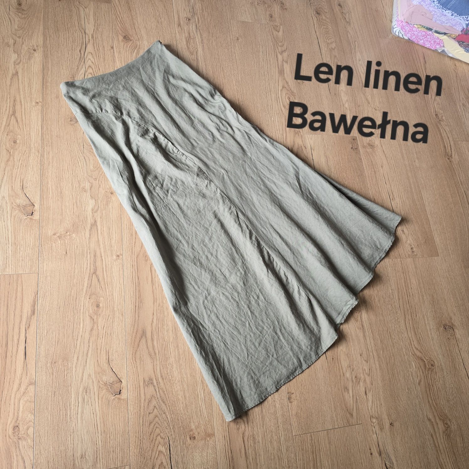 Spódnica midi Zara s 36 38 m len linen bawełna letnia