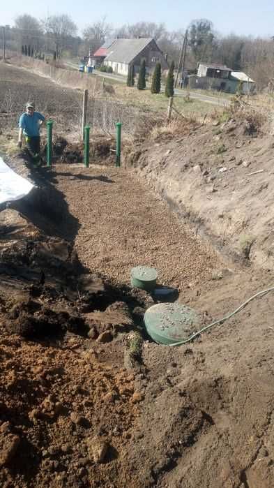 Montaż oczyszczalni,zbiornik bez/odpływowy,drenaż,przyłącza,kanaliza