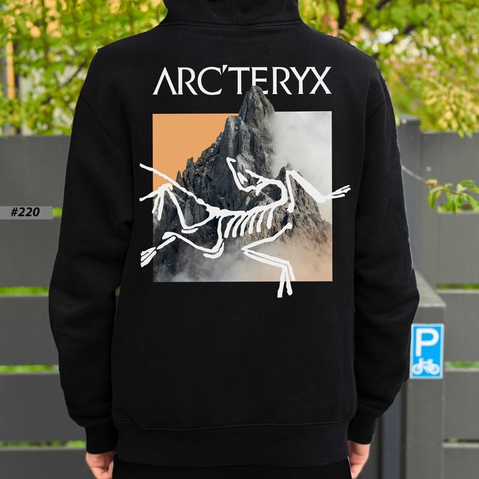 Худи Arcteryx Big Logo Черное | Зипка Кофта Артерикс | Биг Лого Принт