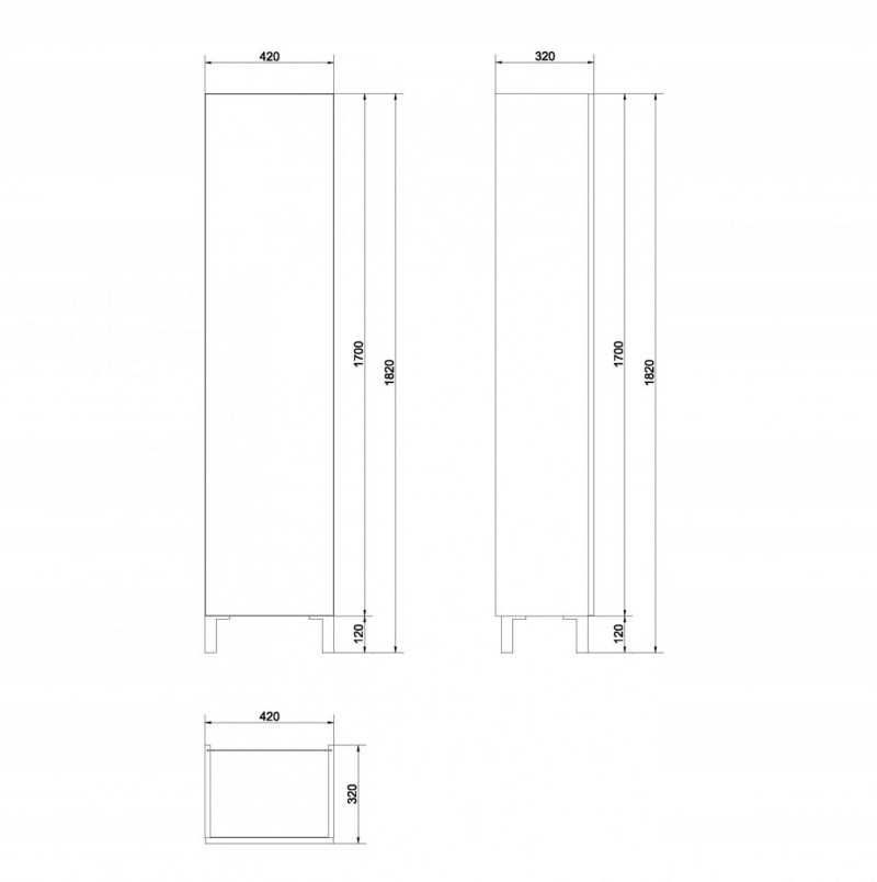 Szafki Smart jesion / białe - dwa słupki i szafka z umywalką 80 cm