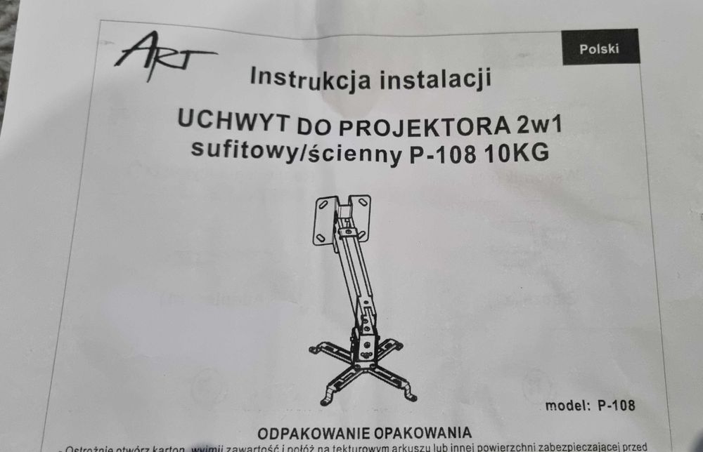 uchwyt do projektora 2w1 sufitowo-ścienny 1szt