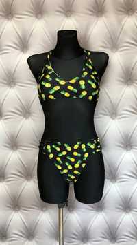 Strój kąpielowy bikini dwustronne ananas paski L i XL