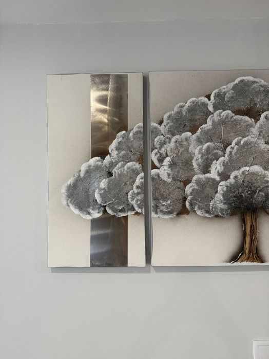 Tela Quadro com árvore - tripla