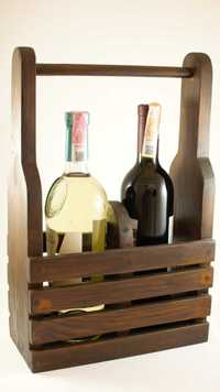 Деревянный ящик-подставка для переноски бутылок вина