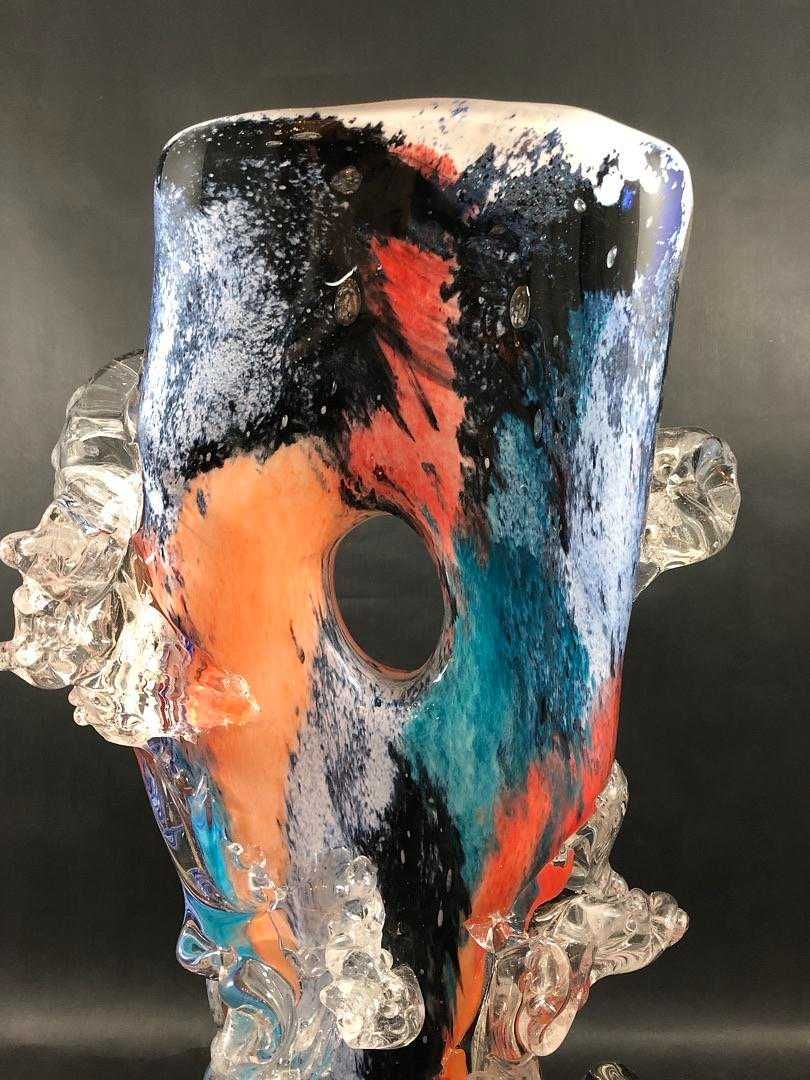 MURANO, Grande Vaso D'art Contemporanea, abstrato ASSINADO | Séc. XX