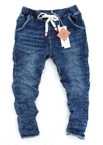 Włoskie BAGGY damskie jeansy jeansowe boyfriend guziki zamek dziury M