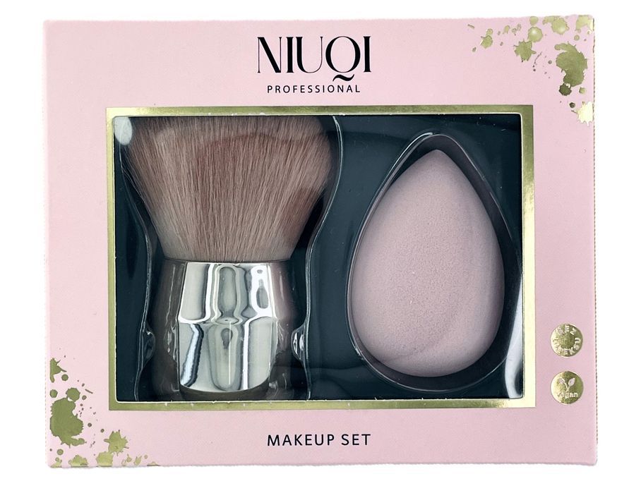 Niuqi Makeup Set Zestaw Pędzel Kabuki Z Gąbeczką 3d