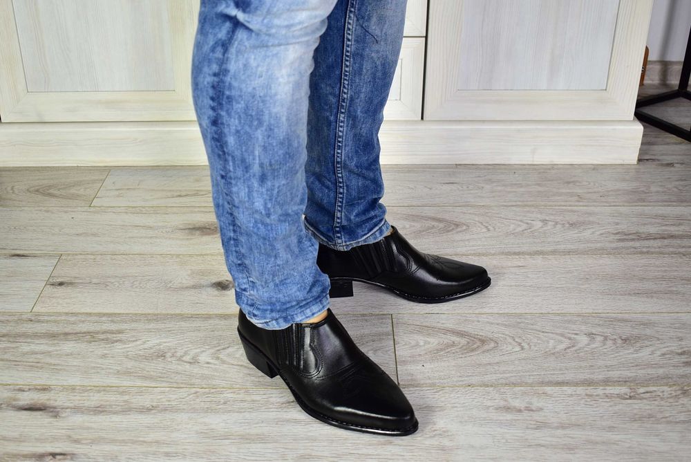 Kowbojki Skórzane Czarne Produkt Polski rozmiar 43