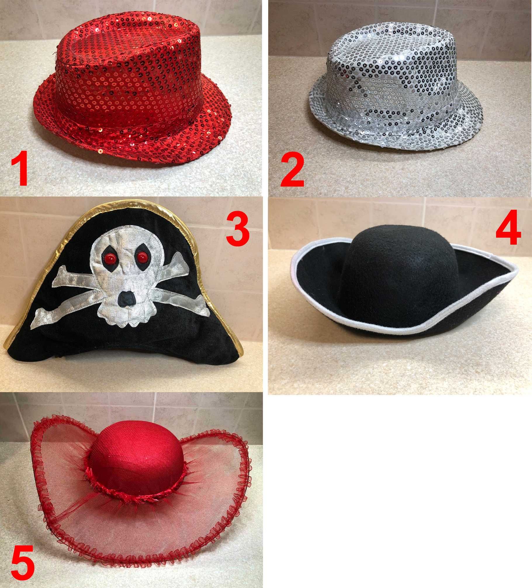 Карнавальная шляпа (пайетки, пират, дама)