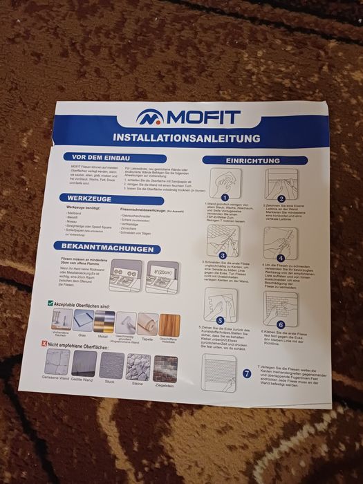 Samoprzylepne płytki M MOFIT 10 sztuk