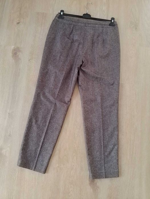 Gerry Weber brązowe beżowe spodnie z wełną chinosy melanż 42 XL