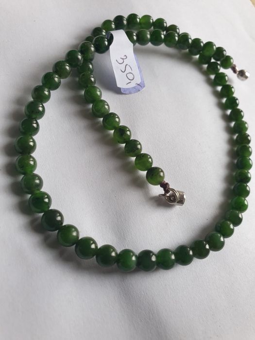 Złoty naszyjnik nefryt kolia wisior  korale złoto 375 rękodzieło