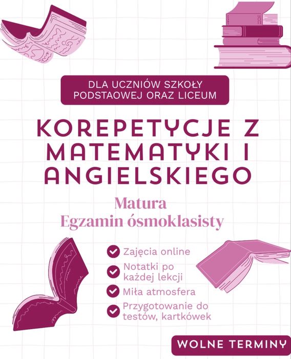 Korepetycje matematyka, angielski