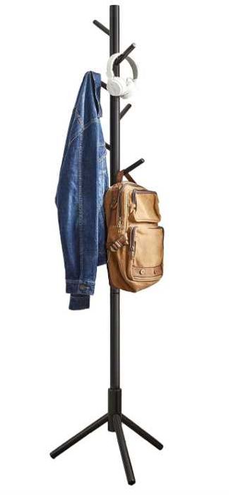 Wieszak stojący drewno Songmics czarny