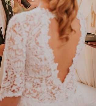 Biała suknia ślubna SZYTA na miarę, Nowoczesny Fason